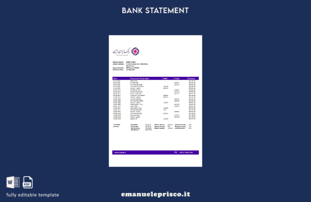 modello word di estratto conto bancario Iran Zamin stile verificato